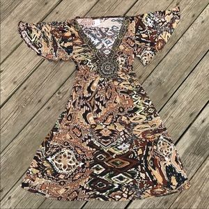 MonAme USA flouncy bohemian short sleeve dress